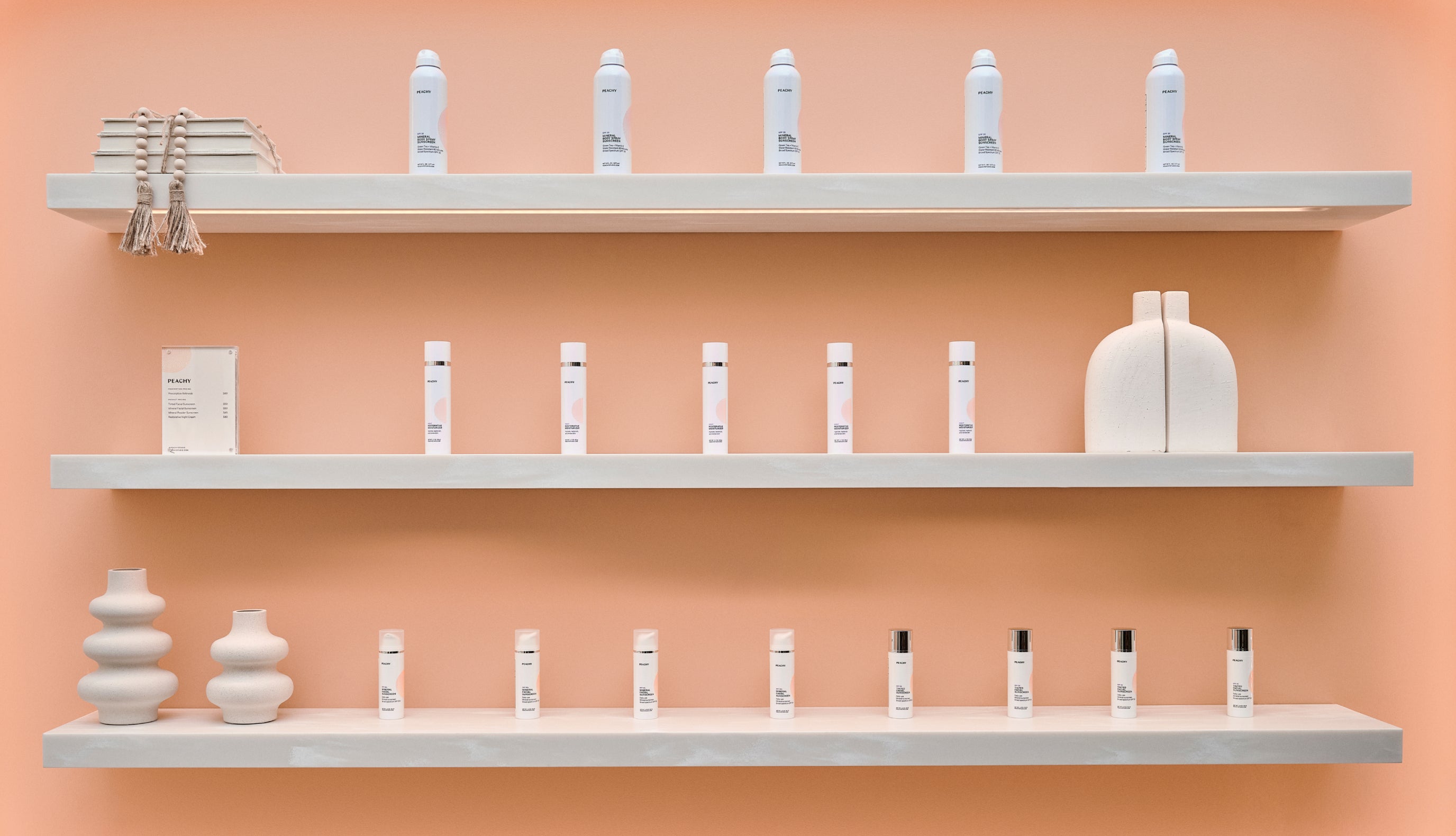 Shelves of Peachy products