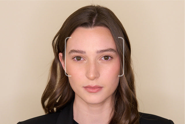 woman's face with diagram highlighting area around eyes and forehead