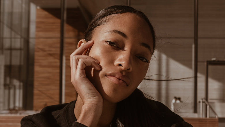 Closeup of woman looking at camera