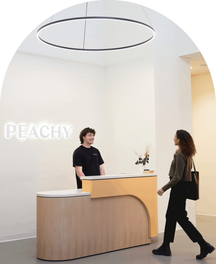 Happy Peachy clients in studios