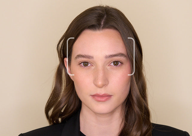 woman's face with diagram highlighting area around eyes and forehead